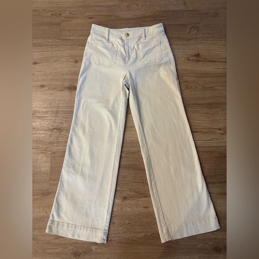 LOFT Off-White Wide Leg Pants